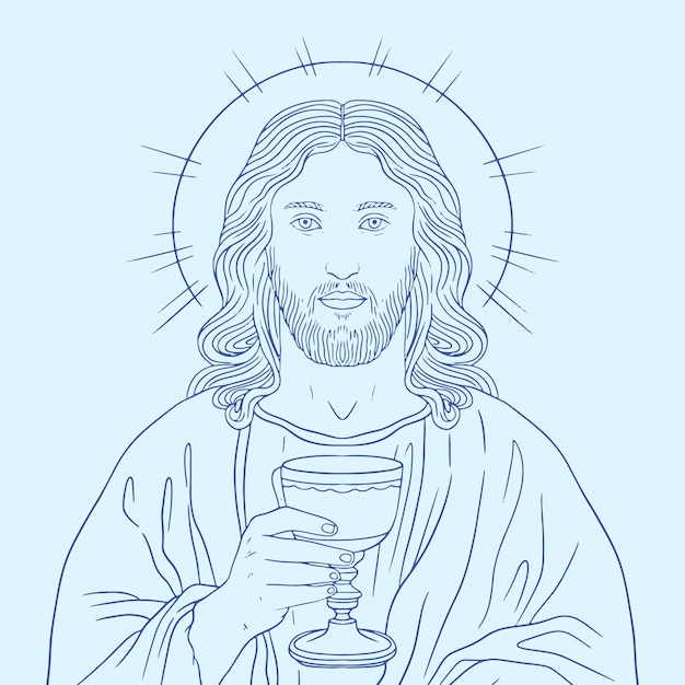 Free vector hand drawn jesus drawing illustration