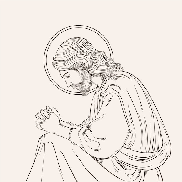 Free vector hand drawn jesus drawing illustration