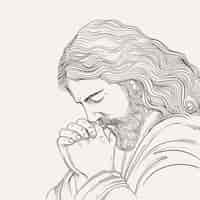 Free vector hand drawn jesus drawing illustration