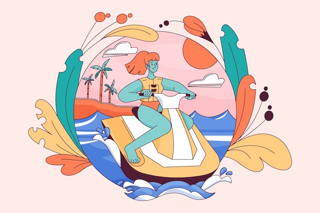 Free Vector hand drawn jet ski illustration