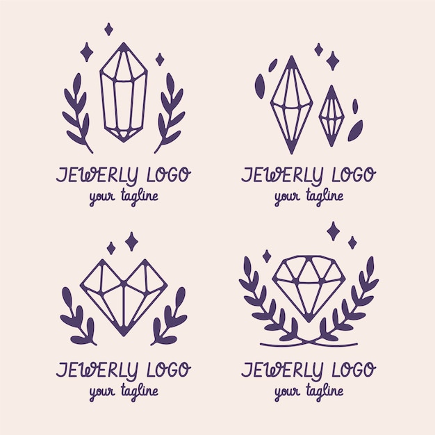 Free vector hand drawn jewelry logo collection