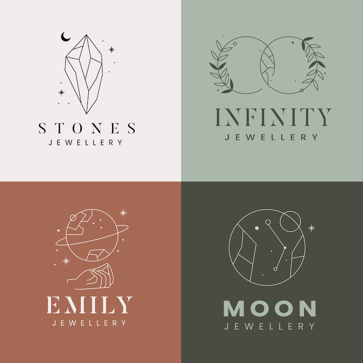Free Vector hand drawn jewelry logo collection