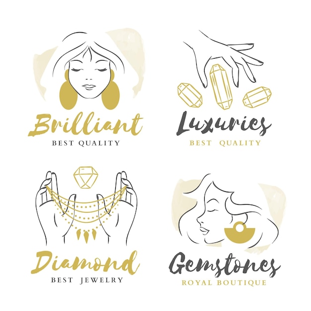 Free vector hand drawn jewelry logo collection