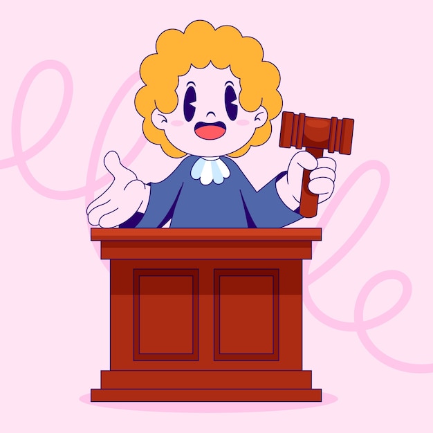 Hand drawn  judge cartoon illustration