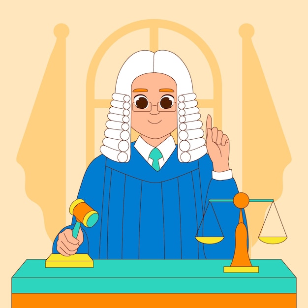 Free vector hand drawn judge  cartoon illustration