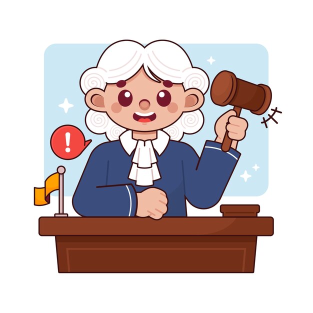 hand drawn judge cartoon illustration