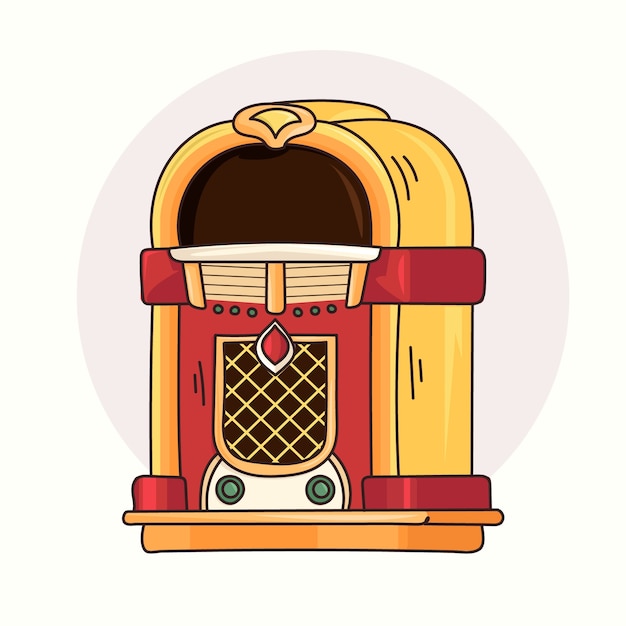 Vettore gratuito illustrazione di jukebox disegnata a mano