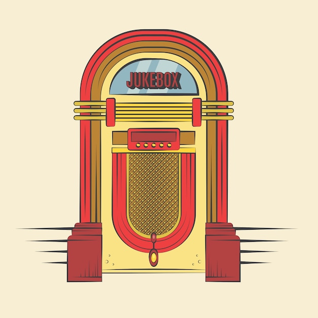 Vettore gratuito illustrazione di jukebox disegnata a mano