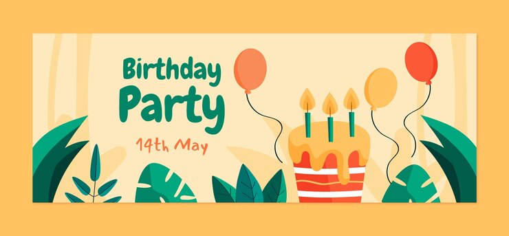 무료 Vector 손으로 그린 정글 생일 페이스 북 커버