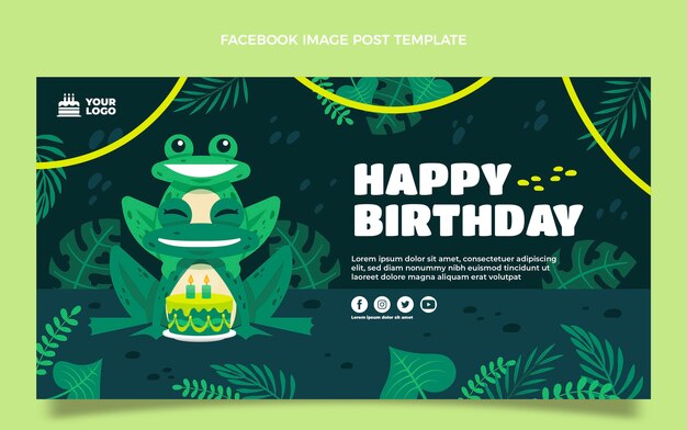 손으로 그린 정글 생일 페이스 북 게시물