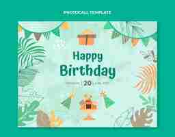 Free vector hand drawn jungle birthday party photocall template