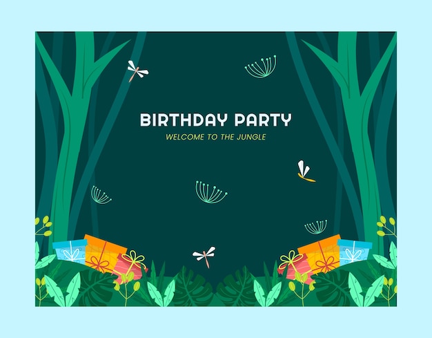 Free vector hand drawn jungle birthday party photocall