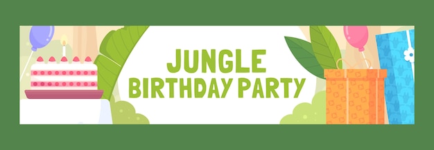 Hand drawn jungle birthday party twitch banner