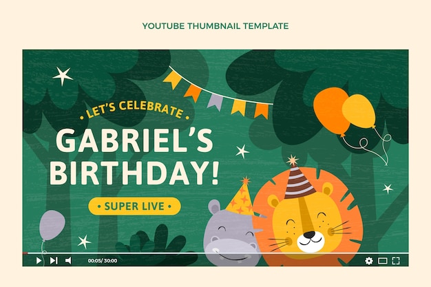 手描きのジャングルの誕生日パーティーのyoutubeサムネイル