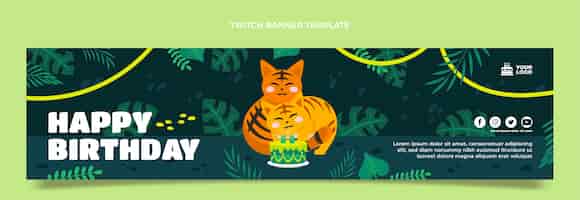 Free vector hand drawn jungle birthday twitch banner