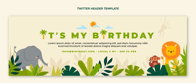 Hand drawn jungle birthday twitter header