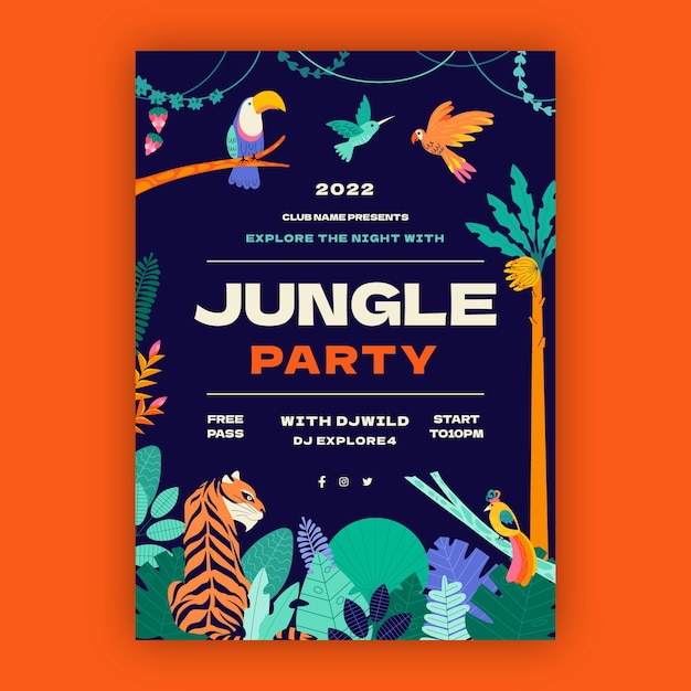 Free vector hand drawn jungle invitation