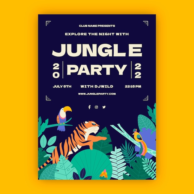 Free vector hand drawn jungle invitation