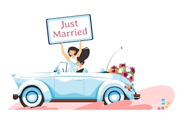 Just married car isolated icon design Royalty Free Vector