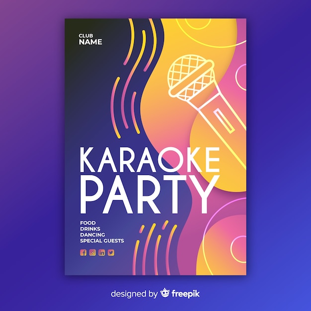 Free vector hand drawn karaoke night poster template