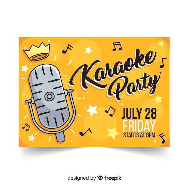 Hand drawn karaoke party banner template