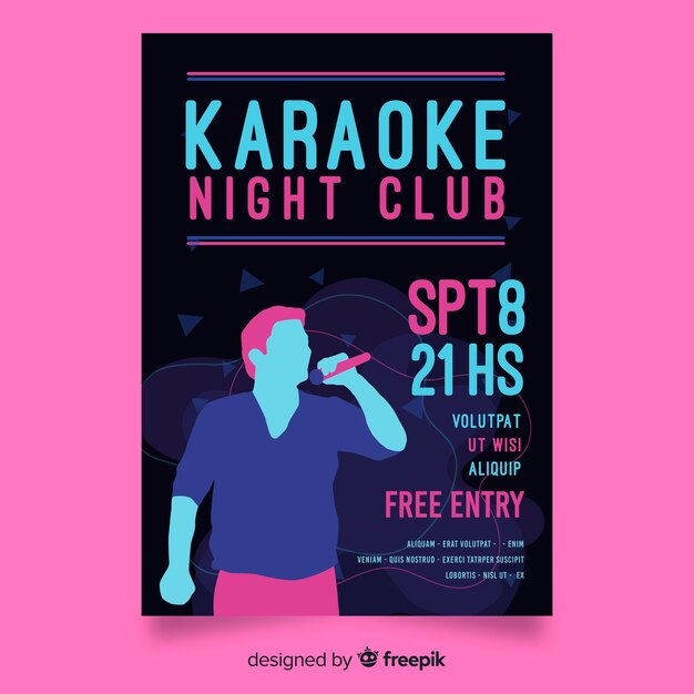 hand drawn karaoke party poster template