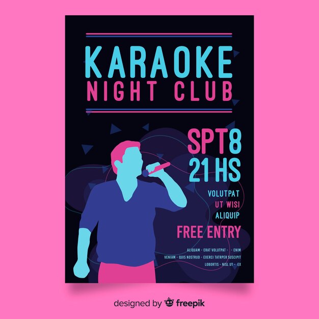 Hand drawn karaoke party poster template