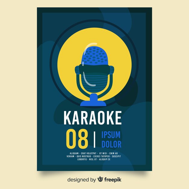 Hand drawn karaoke party poster template