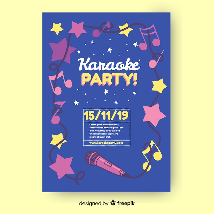 無料Vector 手描きカラオケポスターテンプレート