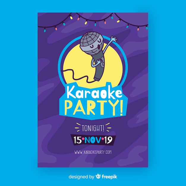 Free vector hand drawn karaoke poster template