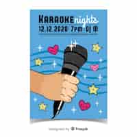 Free vector hand drawn karaoke poster template