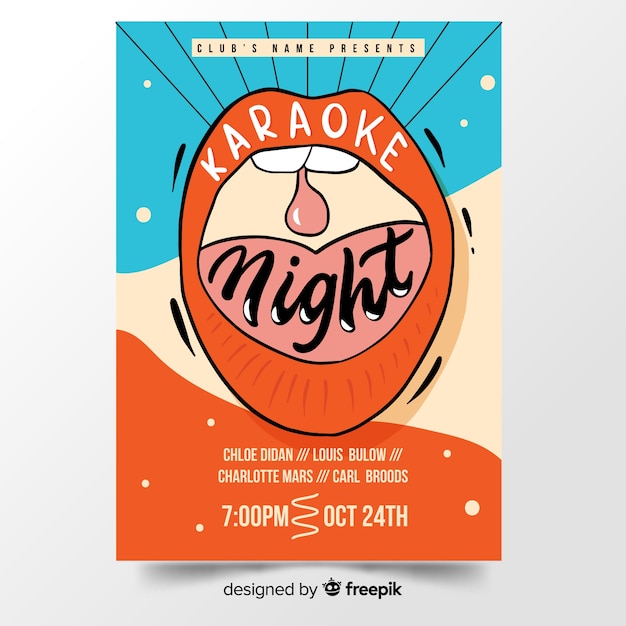 Hand drawn karaoke poster template