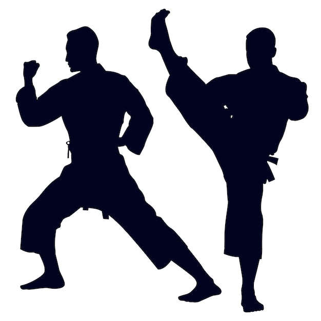 Vettore gratuito illustrazione di silhouette di karate disegnata a mano