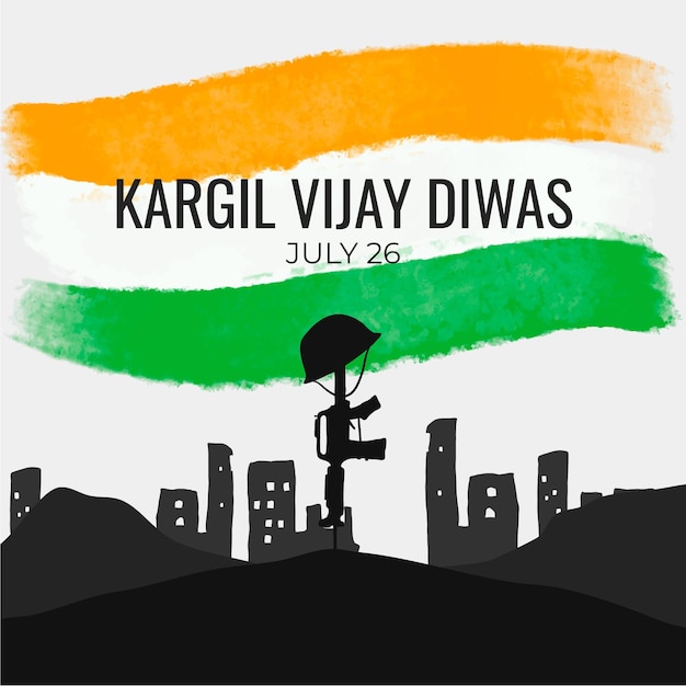 Illustrazione disegnata a mano di kargil vijay diwas