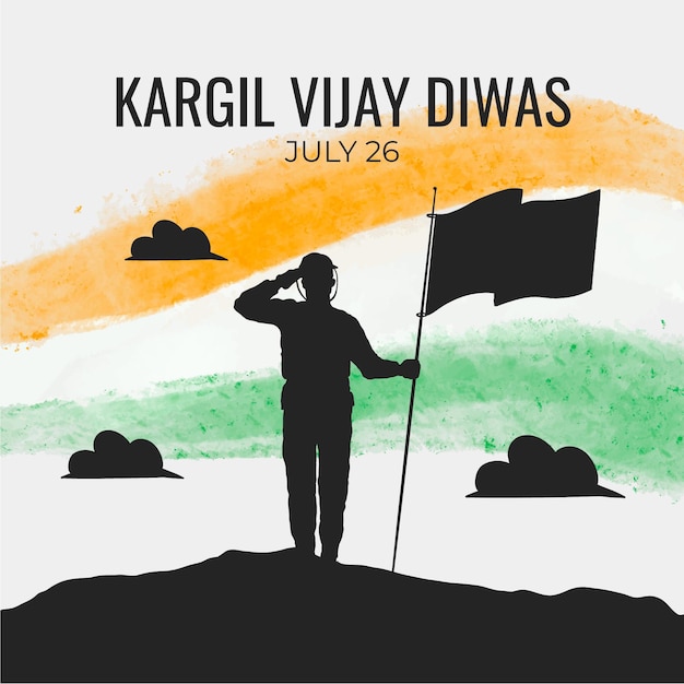 Illustrazione disegnata a mano di kargil vijay diwas