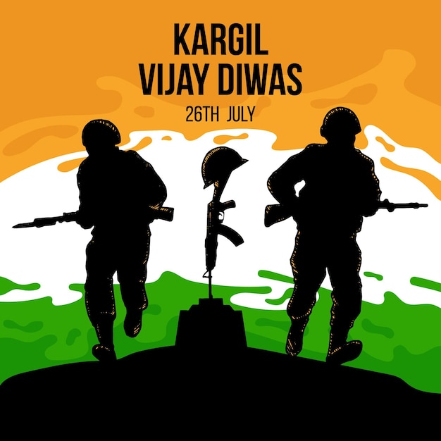 Hand drawn kargil vijay diwas illustration