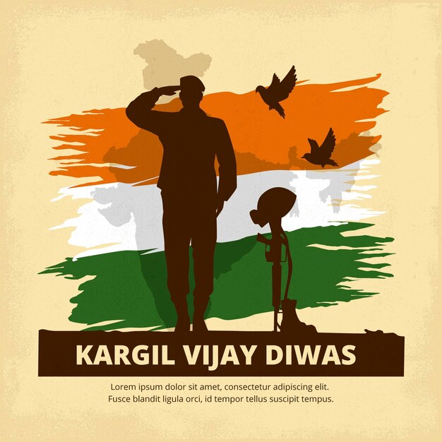 Hand drawn kargil vijay diwas illustration