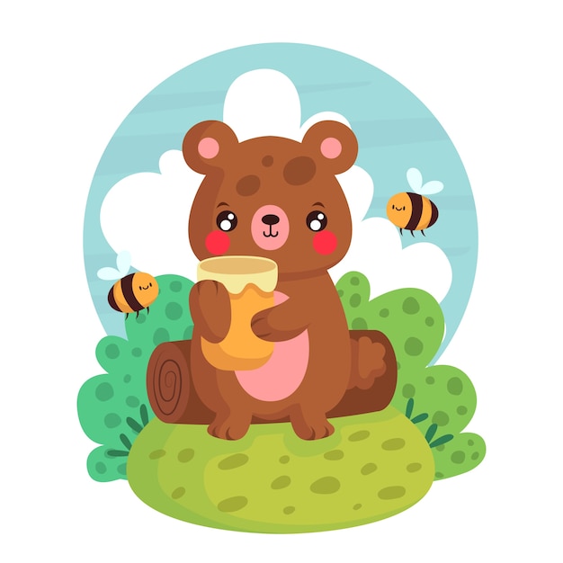 Free vector hand drawn kawaii animal illustration