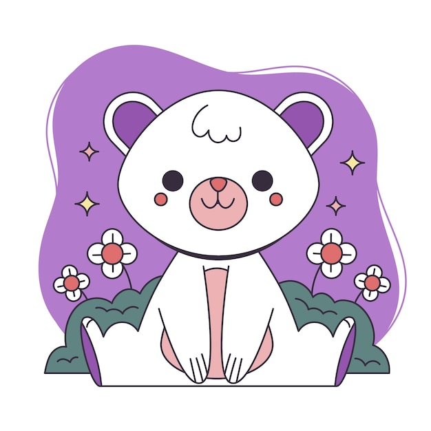 Hand drawn kawaii animal illustration