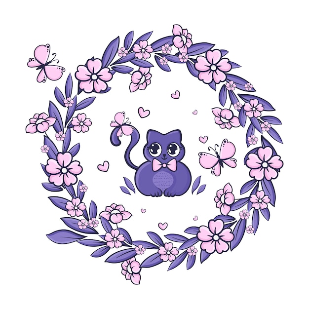 Hand drawn kawaii animal illustration