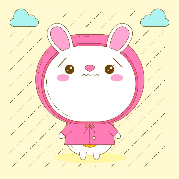 Hand drawn kawaii animal illustration