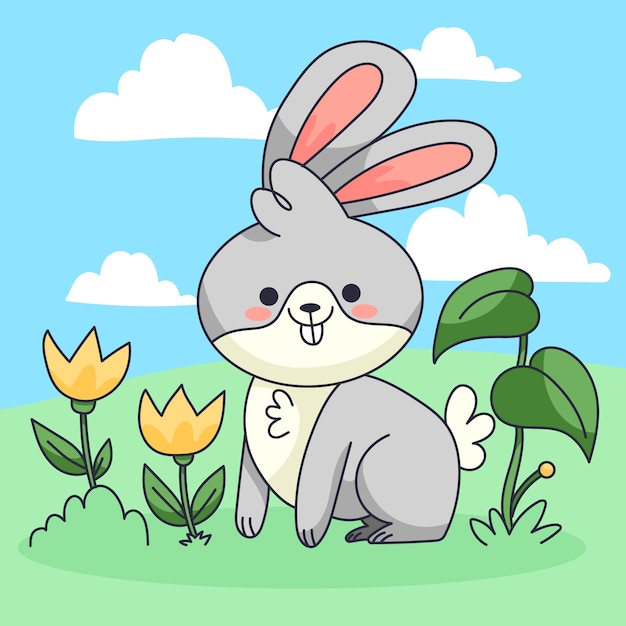 Free vector hand drawn kawaii animal illustration