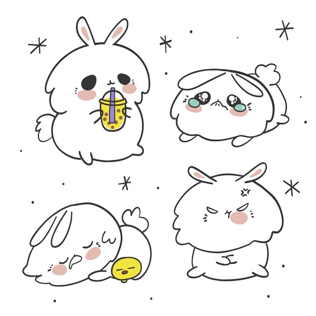 Free Vector hand drawn kawaii animals illustrations
