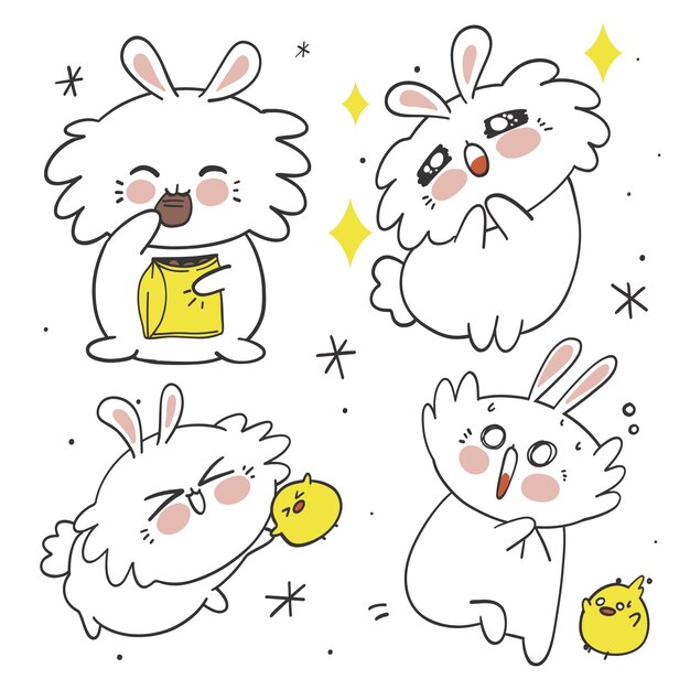 Free Vector hand drawn kawaii animals illustrations