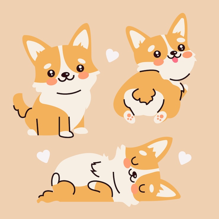 무료 Vector 손으로 그린 귀여운 동물 일러스트
