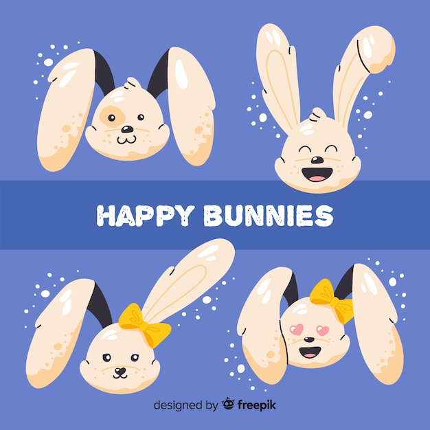 Free vector hand drawn kawaii bunnies collection