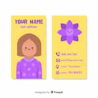 Free vector hand drawn kawaii business card template