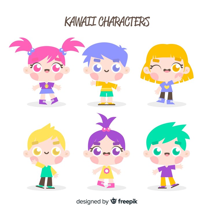 무료 Vector 손으로 그린 귀여운 캐릭터 컬렉션