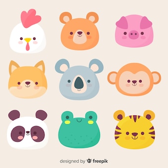 Hand drawn kawaii characters collection