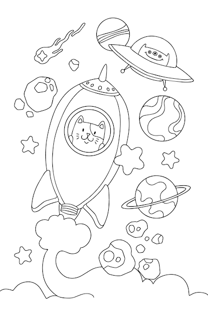 Free vector hand drawn kawaii coloring book illustration